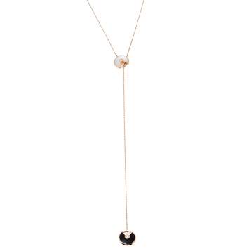 Pre Owned Cartier Amulette de Cartier Diamond Onyx Mother of Pearl 18K Rose Gold Necklace XS 