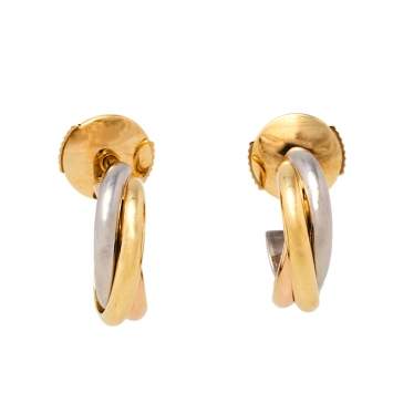 Pre Owned Cartier Trinity 18K Three Tone Gold Hoop Earrings