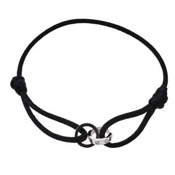 Pre Owned Cartier Love Ceramic Diamond 18K White Gold Adjustable Cord Bracelet