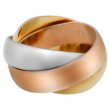 Pre Owned Cartier 18K Yellow, White, Rose Gold Trinity Ring Size EU 49