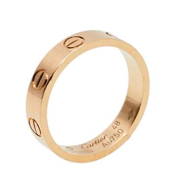 Pre Owned Cartier Love 18K Rose Gold Wedding Band Ring Size 48