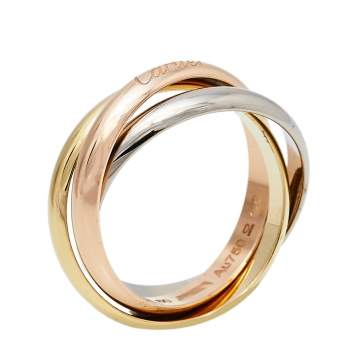 Pre Owned Cartier Trinity Classic 18K Three Tone Gold Ring Size 60