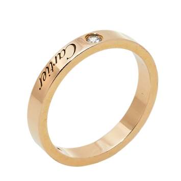 Pre Owned Cartier C De Cartier Diamond 18K Rose Gold Wedding Band Ring Size 53
