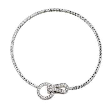 Pre Owned Cartier Agrafe Diamond 18K White Gold Bracelet 17