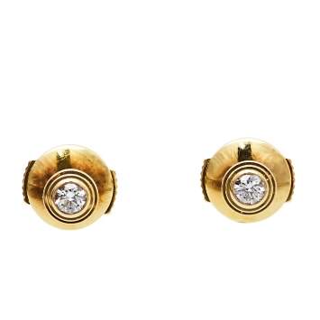 Pre Owned Cartier Diamants Légers Diamond 18K Yellow Gold Stud Earrings XS