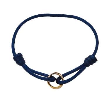 Pre Owned Cartier Trinity 18K Three Tone Gold Blue Adjustable Cord Bracelet