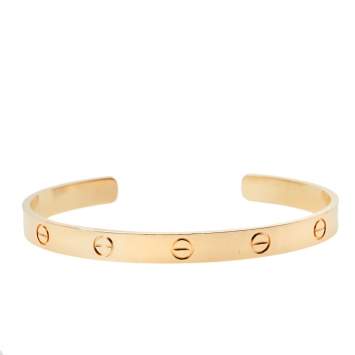 Pre Owned Cartier Love 18K Rose Gold Open Cuff Bracelet 19 cm