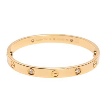 Pre Owned Cartier Love 4 Diamonds 18K Yellow Gold Bracelet 16