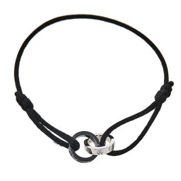 Pre Owned Cartier Love Diamond Ceramic 18K White Gold Adjustable Cord Bracelet 