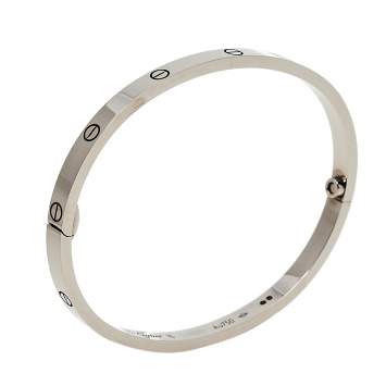 Pre Owned Cartier Love 18K White Gold SM Narrow Bracelet 16