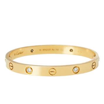 Pre Owned Cartier Love 4 Diamond 18K Yellow Gold Bracelet 16