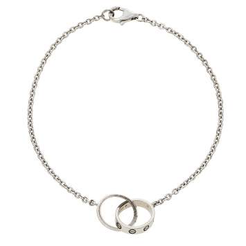 Pre Owned Cartier Love Interlocking Screw Motif 18K White Gold Bracelet