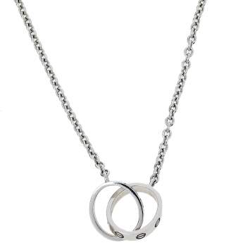 Pre Owned Cartier Love Interlocking Loop 18K White Gold Necklace
