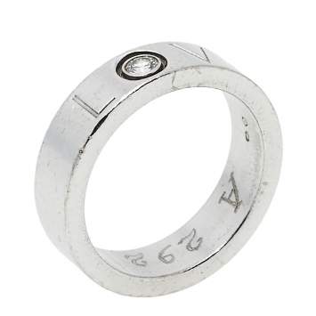 Pre Owned Cartier Love Diamond 18K White Gold Band Ring Size 53