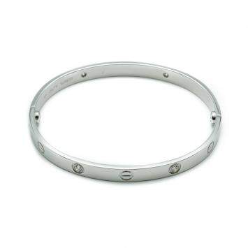 Pre Owned Cartier Love White Gold 4 Diamonds Bracelet Size 19