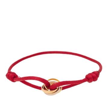Pre Owned Cartier Trinity de Cartier Three Tone 18k Gold Red Adjustable Cord Bracelet