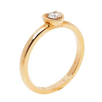 Pre Owned Cartier Diamants Légers Heart Motif Diamond 18K Rose Gold Ring Size 50