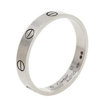 Pre Owned Cartier Love 18K White Gold Narrow Wedding Band Ring Size 61