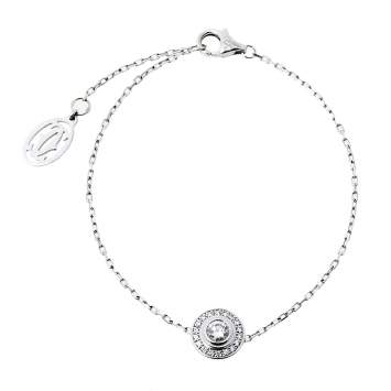Pre Owned Cartier D'Amour Diamond Halo 18K White Gold Bracelet