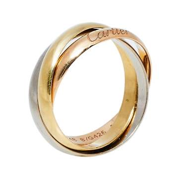 Pre Owned Cartier Trinity De Cartier 18K Three Tone Gold Band Ring Size 48