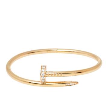 Pre Owned Cartier Juste Un Clou Diamond 18K Rose Gold Bracelet 17