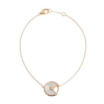 Pre Owned Cartier Amulette De Cartier 18K Yellow Gold Diamond & Mother of Pearl Bracelet XS 