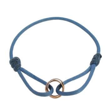 Pre Owned Cartier Trinity 18K Three Tone Gold Adjustable Blue Cord Bracelet