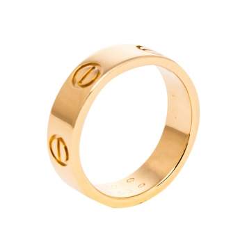 Pre Owned Cartier Love 18K Yellow Gold Band Ring Size 52