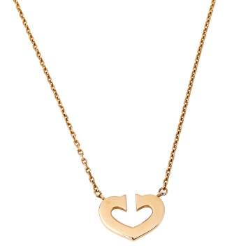 Pre Owned Cartier C De Cartier 18k Rose Gold Heart Pendant Necklace