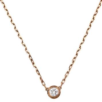 Pre Owned Cartier Diamants Légers Diamond 18k Rose Gold Necklace SM 