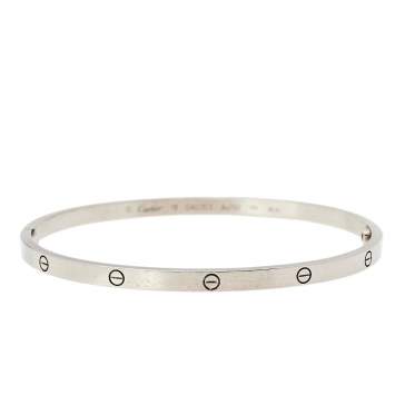 Pre Owned Cartier Love 18K White Gold Cuff Bracelet 19