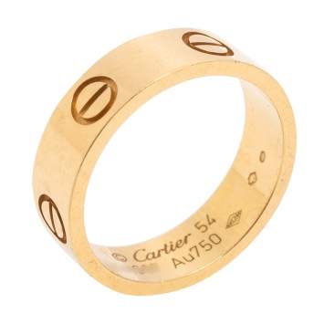 Pre Owned Cartier Love 18k Rose Gold Band Ring Size 54