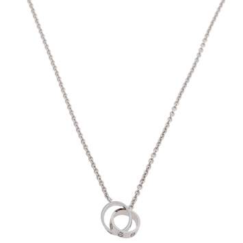Pre Owned Cartier Love 2 Hoops Pendant 18k White Gold Necklace