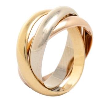 Pre Owned Cartier Trinity 18K Three Tone Gold Band Ring Size 53