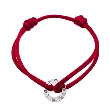 Pre Owned Cartier Love Charity Diamond 18K White Gold Adjustable Cord Bracelet