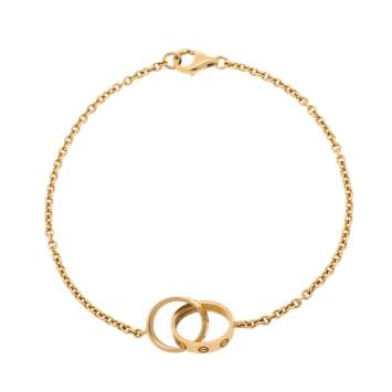 Pre Owned Cartier Love Interlocking 2 Hoops 18K Yellow Gold Bracelet