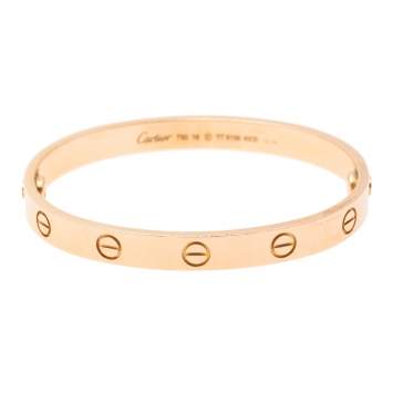 Pre Owned Cartier Love 18K Rose Gold Bracelet Size 16