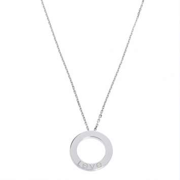 Pre Owned Cartier Love 18K White Gold Circle Pendant Necklace