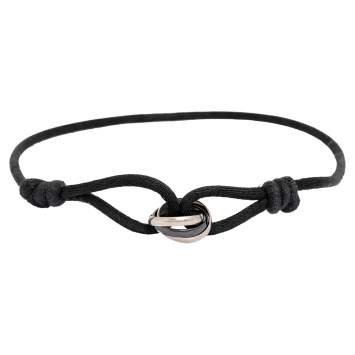 Pre Owned Cartier Trinity De Cartier Black Ceramic 18k White Gold Adjustable Cord Bracelet