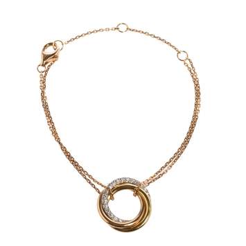 Pre Owned Cartier Trinity Diamonds 18K Three Tone Gold Bracelet