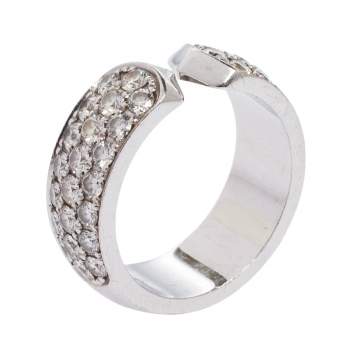 Pre Owned Cartier 18k White Gold Double C Cartier Diamond Ring 51
