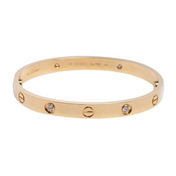 Pre Owned Cartier Love Diamond 18K Yellow Gold Bracelet 17