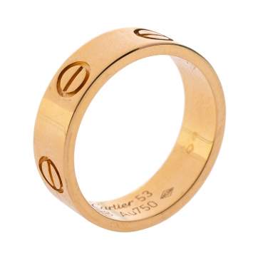 Pre Owned Cartier Love 18K Yellow Gold Band Ring Size 53