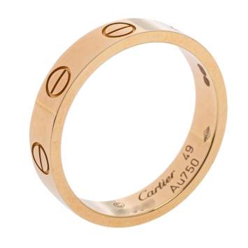 Pre Owned Cartier Love 18K Yellow Gold Narrow Wedding Band Ring 49