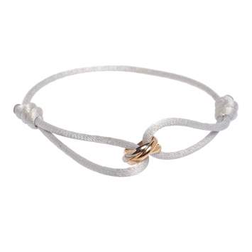 Pre Owned Cartier Trinity de Cartier 18K Three Tone Gold Adjustable White Cord Bracelet