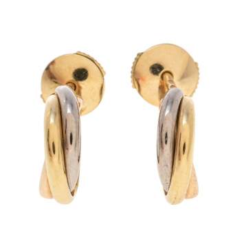 Pre Owned Cartier Trinity de Cartier 18K Three Tone Gold Stud Earrings 