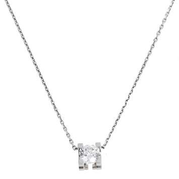 Pre Owned Cartier C de Cartier Solitaire 0.53 ct Diamond 18K White Gold Pendant Necklace 