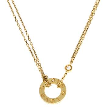 Pre Owned Cartier Love Diamonds 18K Yellow Gold Pendant Necklace