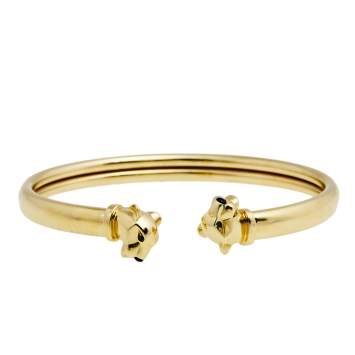 Pre Owned Cartier Panthere de Cartier Tsavorite Onyx 18K Yellow Gold Open Cuff Bracelet 18