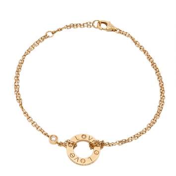 Pre Owned Cartier Love Diamond 18K Yellow Gold Double Chain Bracelet